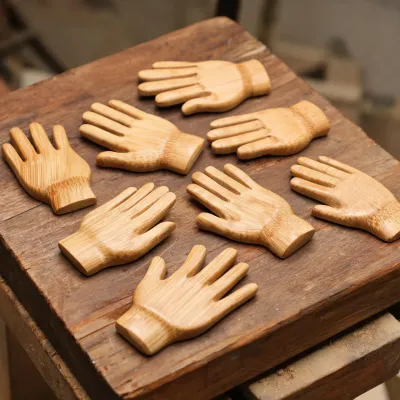 Hand shaped bamboo samples